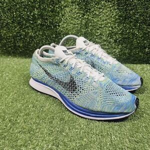 Nike Flyknit Racer Tranquil Teal Blue Athletic Shoes 526628-104 Mens Size 9